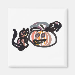 Halloween zwarte kat en raaf magneet