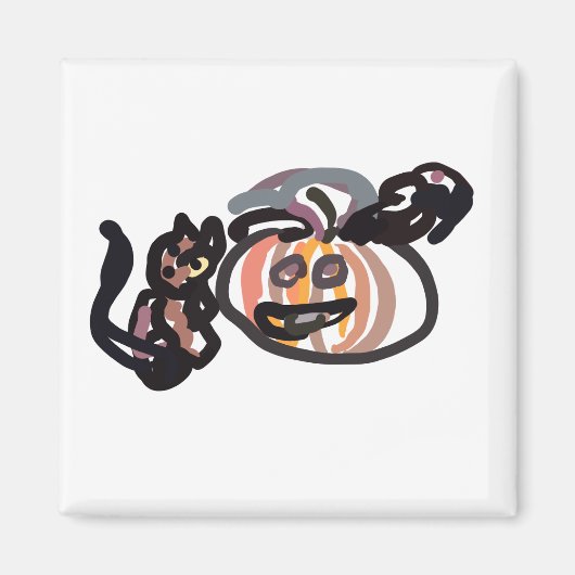 Halloween zwarte kat en raaf magneet (Voorkant)