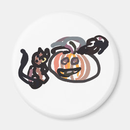 Halloween zwarte kat en raaf magneet