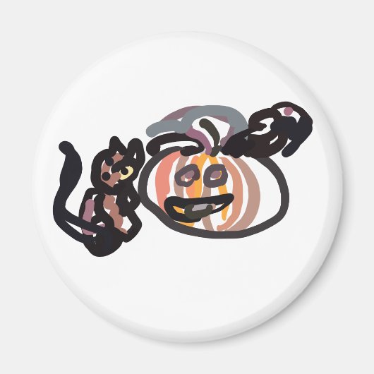Halloween zwarte kat en raaf magneet (Voorkant)