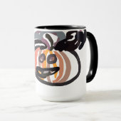 Halloween zwarte kat en raaf mok (Voorkant rechts)