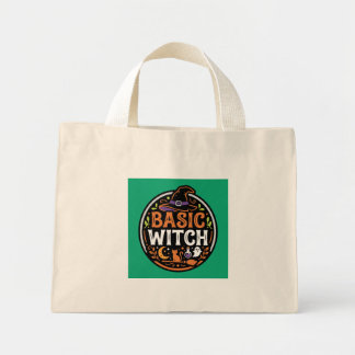 Halloween: zwarte kat en spook – Basic Heks. Mini Tote Bag