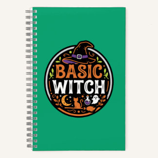 Halloween: zwarte kat en spook – Basic Heks. Notitieboek