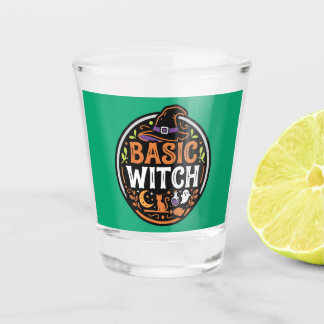 Halloween: zwarte kat en spook – Basic Heks. Shot Glas