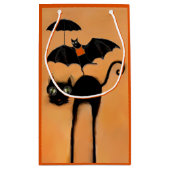 Halloween Zwarte Kat en Vleermuis Klein Cadeauzakje (Achterkant)