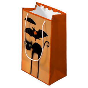 Halloween Zwarte Kat en Vleermuis Klein Cadeauzakje