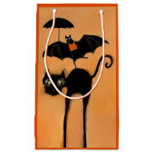 Halloween Zwarte Kat en Vleermuis Klein Cadeauzakje (Voorkant)