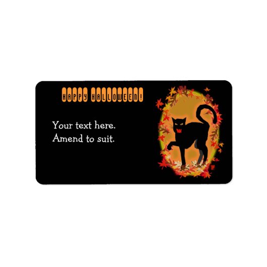 halloween zwarte kat etiket (Voorkant)