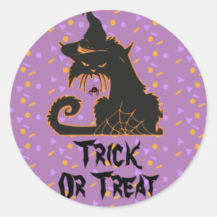 Halloween Zwarte Kat Feest Confetti Ronde Sticker