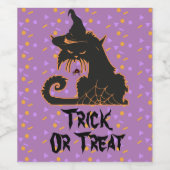 Halloween Zwarte Kat Feest Confetti Wijn Etiket (Enkel label)