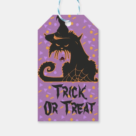 Halloween Zwarte Kat Feestconfetti Cadeaulabel (Voorkant)