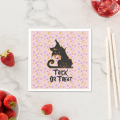 Halloween Zwarte Kat Feestconfetti Roze Servet (Insitu)