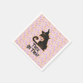 Halloween Zwarte Kat Feestconfetti Roze Servet (Hoek)