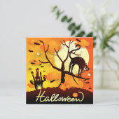 Halloween Zwarte Kat Feestdagenkaart (Staand voorkant)