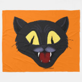 Halloween Zwarte Kat Fleece Deken (Voorkant (Horizontaal))