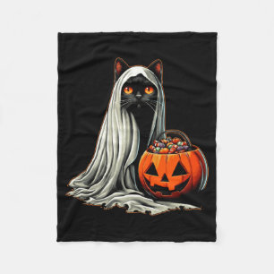 Halloween Zwarte Kat Geest Kostuum Pompoen 1 Fleece Deken