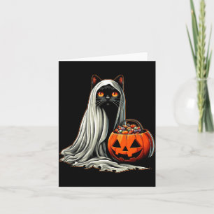 Halloween Zwarte Kat Geest Kostuum Pompoen 1 Kaart