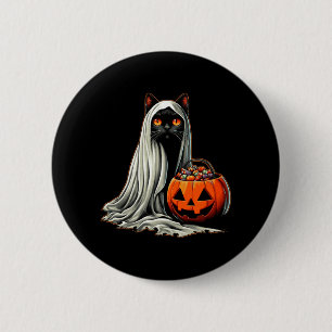 Halloween Zwarte Kat Geest Kostuum Pompoen 1 Ronde Button 5,7 Cm