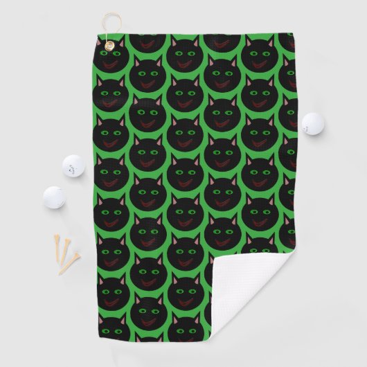 Halloween Zwarte Kat Golf Handdoek (Insitu)