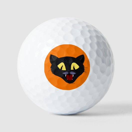 Halloween Zwarte Kat Golfballen (Voorkant)