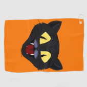 Halloween Zwarte Kat Golfhanddoek (Horizontaal)