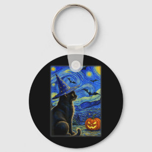 Halloween Zwarte Kat Grappige Kattenliefhebber Voo Sleutelhanger