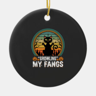Halloween Zwarte Kat Grijnst Mijn Tanden Retro Des Keramisch Ornament