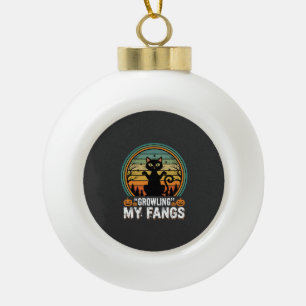 Halloween Zwarte Kat Grijnst Mijn Tanden Retro Des Keramische Bal Ornament