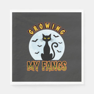 Halloween Zwarte Kat Groei Mijn Hoektanden Ontwerp Servet