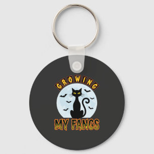 Halloween Zwarte Kat Groei Mijn Hoektanden Ontwerp Sleutelhanger