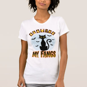 Halloween Zwarte Kat Groei Mijn Hoektanden Ontwerp T-shirt