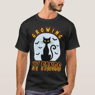 Halloween Zwarte Kat Groei Mijn Hoektanden Ontwerp T-shirt