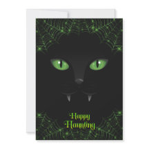 Halloween Zwarte Kat Groene Webben