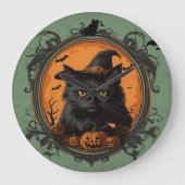 Halloween  zwarte kat grote klok (Voorkant)
