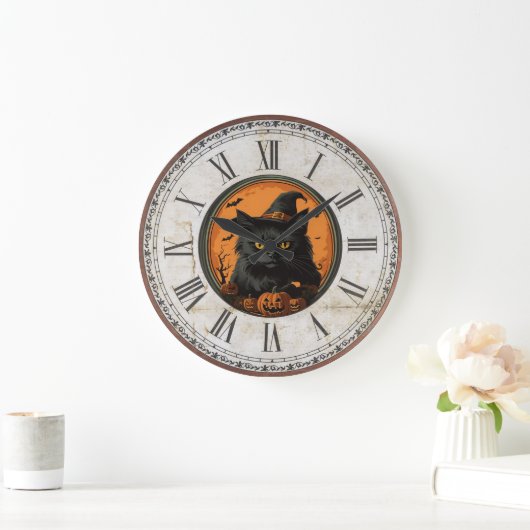 Halloween zwarte kat grote klok (Huis)