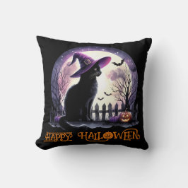 Halloween zwarte kat heks en vleermuizen kussen