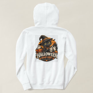 Halloween Zwarte Kat Heks Goede Vibes Griezelseizo Hoodie