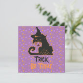 Halloween Zwarte Kat Heks Griezelige Spin Confetti Kaart (Staand voorkant)