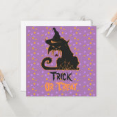 Halloween Zwarte Kat Heks Griezelige Spin Confetti Kaart (Voorkant / Achterkant in situ)