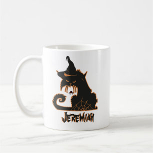Halloween Zwarte Kat Heks Griezelige Spinnen Koffiemok