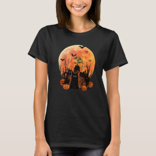 Halloween Zwarte Kat Heks Kat Spooky Halloween Koe T-shirt