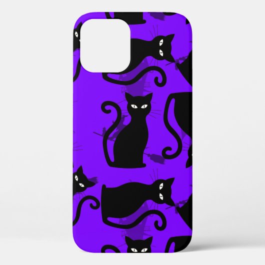 halloween zwarte kat heks paars Case-Mate iPhone case (Achterkant)