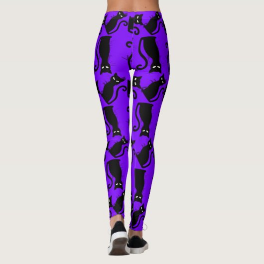 halloween zwarte kat heks paars leggings (Achterkant)