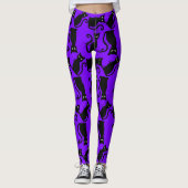 halloween zwarte kat heks paars leggings (Voorkant)