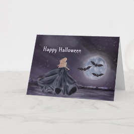 Halloween Zwarte Kat Heks Pompoen Vetplanten Vleer Kaart
