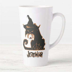 Halloween Zwarte Kat Heks Spinnen Griezelen    Latte Mok