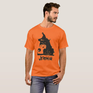 Halloween Zwarte Kat Heks Spinnen Oranje T-shirt