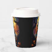 Halloween/Zwarte Kat/Heks/Tovenaar Crooked House Papieren Bekers (Links)