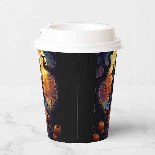 Halloween/Zwarte Kat/Heks/Tovenaar Crooked House Papieren Bekers (Rechts)