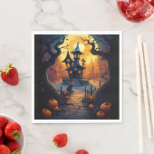 Halloween/Zwarte Kat/Heks/Tovenaar Scheef Huis Servet (Insitu)